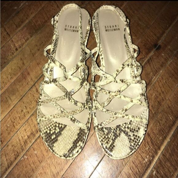 Stuart Weitzman luxe snakeskin print platform sandals - Picture 5 of 5